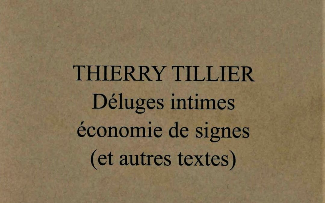 THIERRY TILLIER – Déluges intimes économie de signes ( et autres textes )